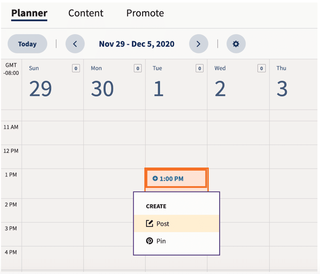 Create post on Hootsuite publisher