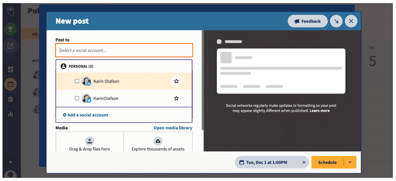 Select which profiles to publish message on
