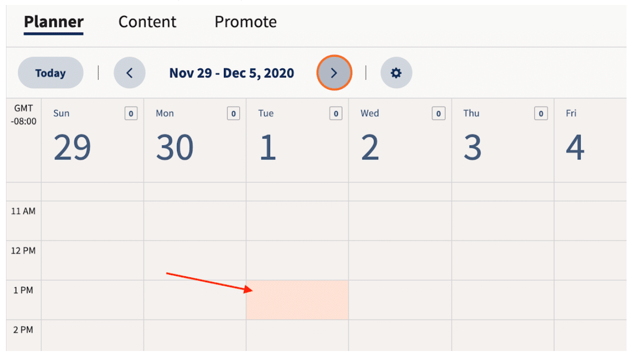 Select when to post to all social media on Hootsuite planner