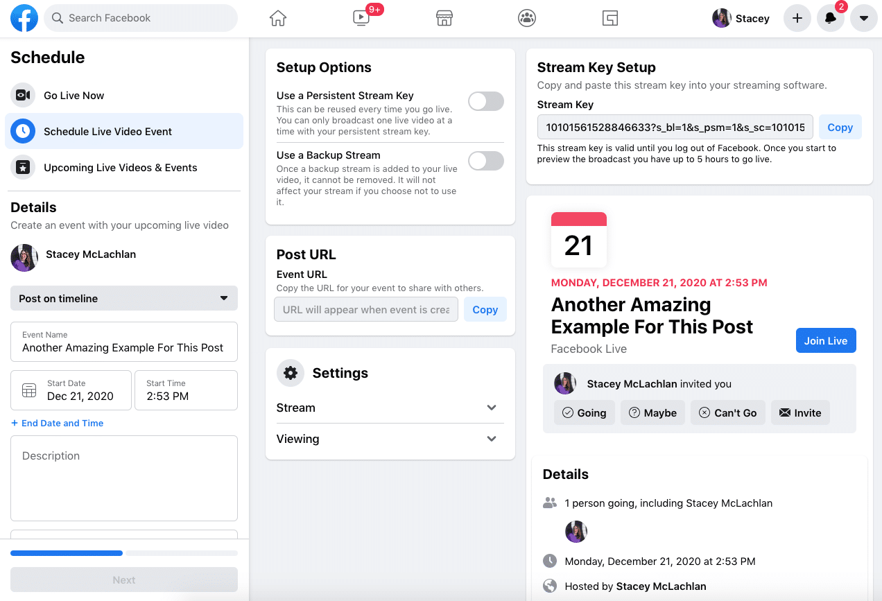 Schedule Live video event