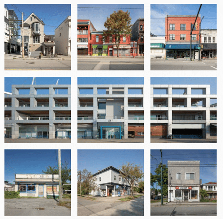 various buildings in a grid layout
