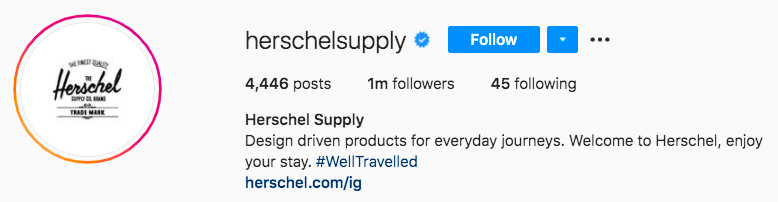 Herschel Supply branded hashtag