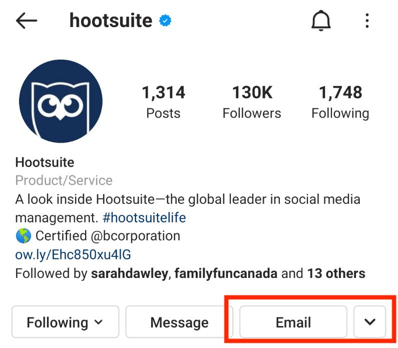 Hootsuite contact buttons email