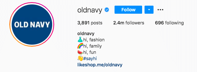 Old Navy emojis and line breaks