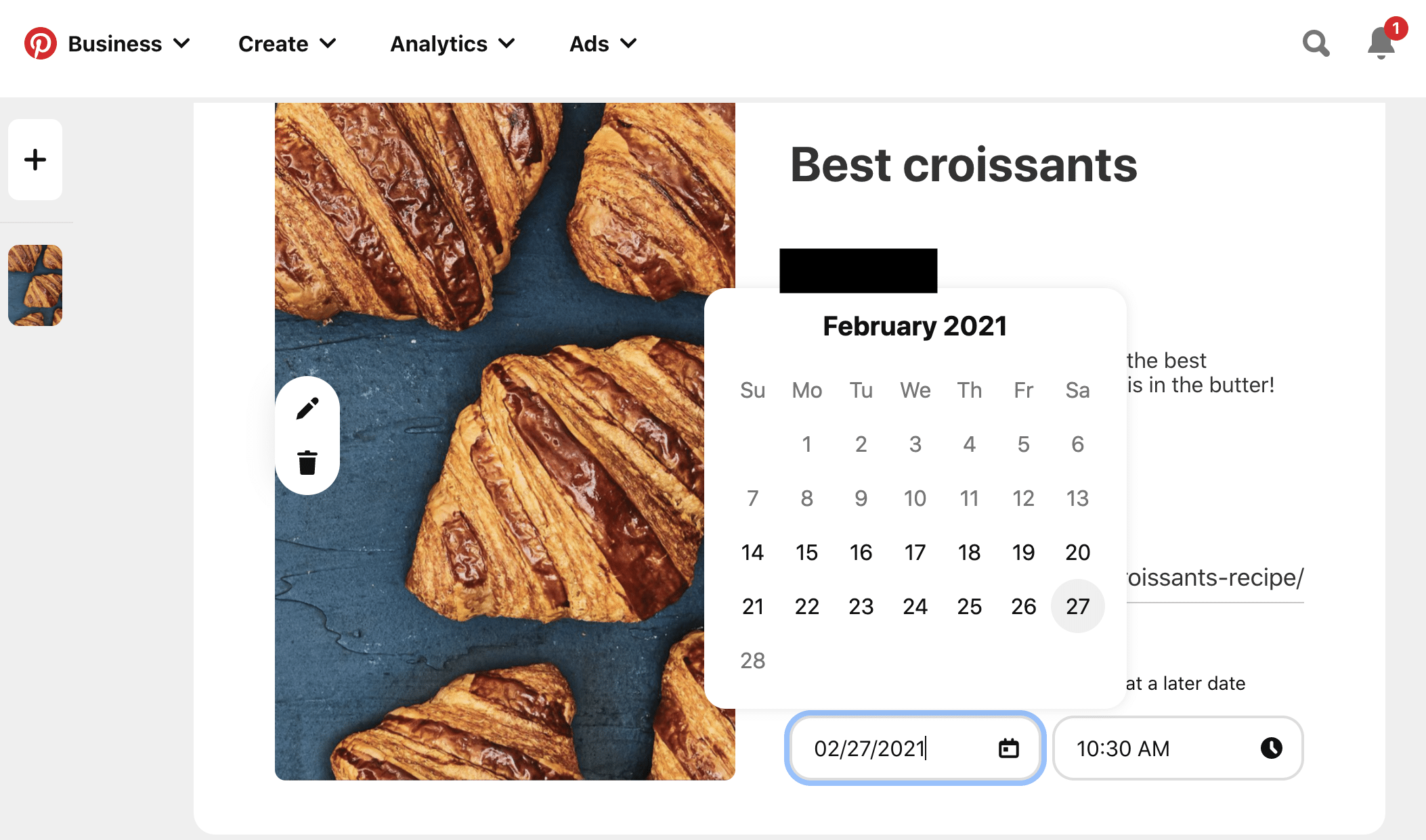 schedule best croissants board for February 2021