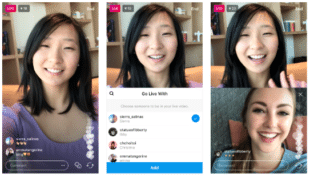 3 stills from an influencer's live stream showing her face on screen