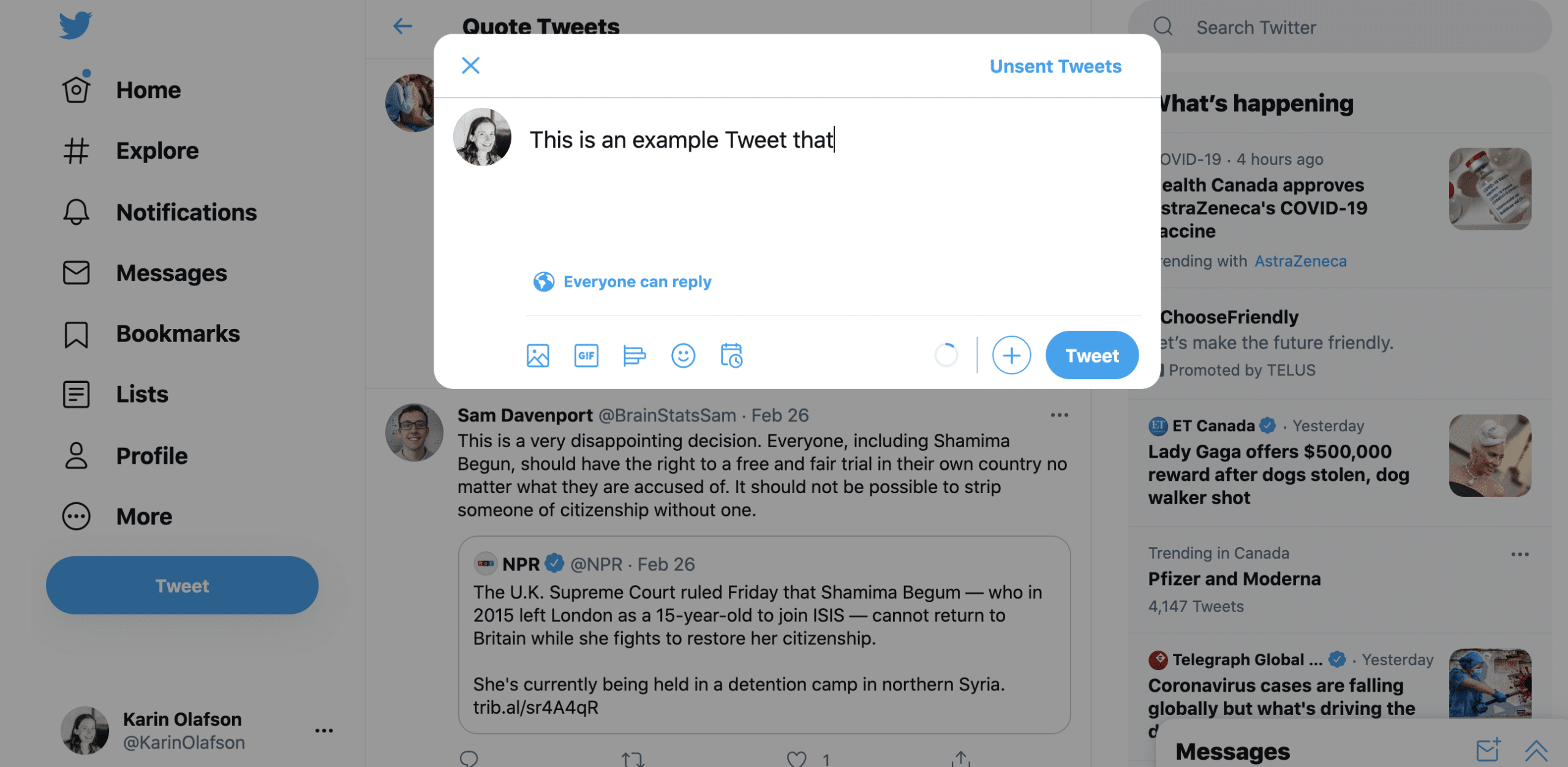 example Tweet composer box