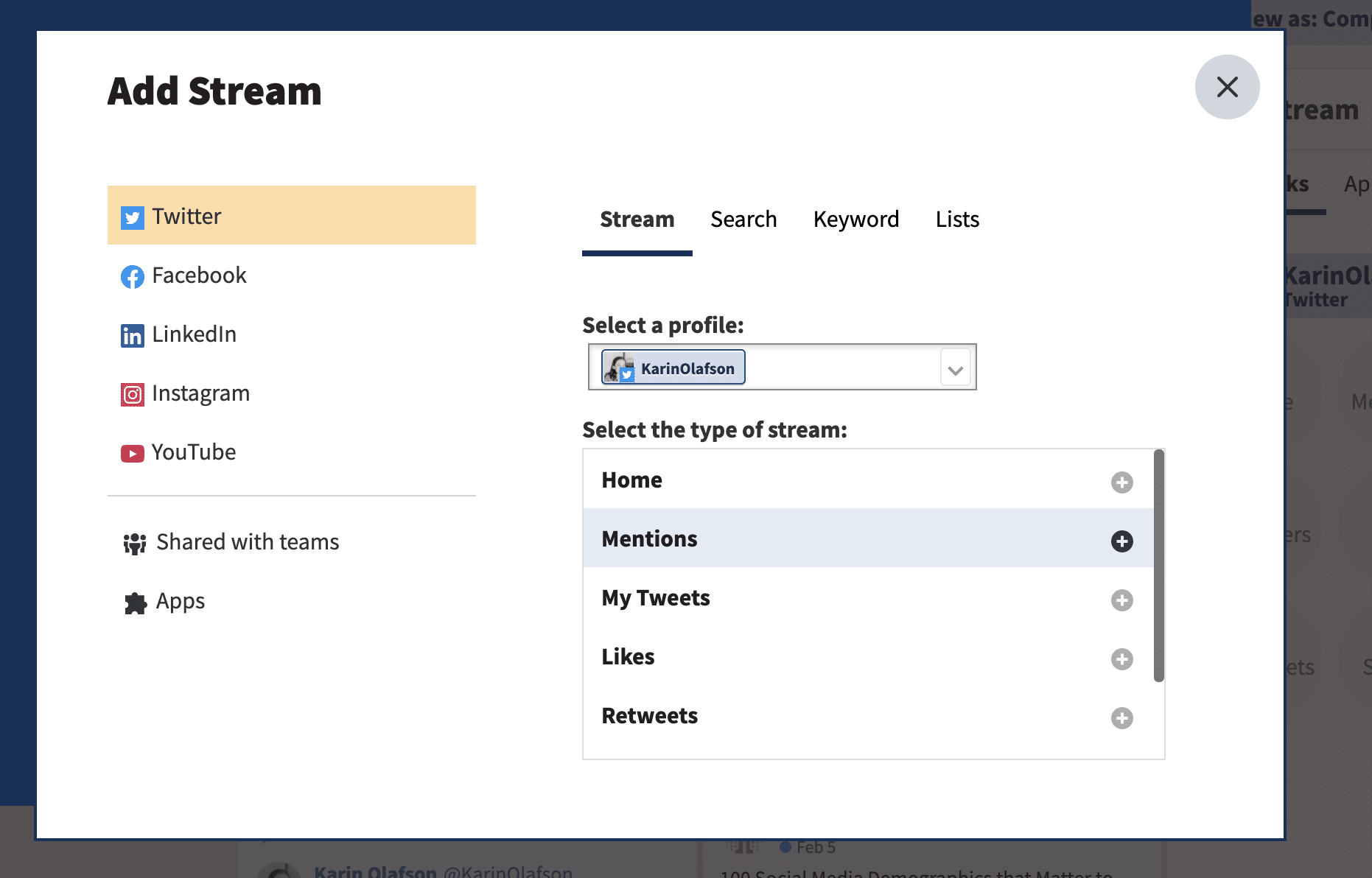 add mentions stream