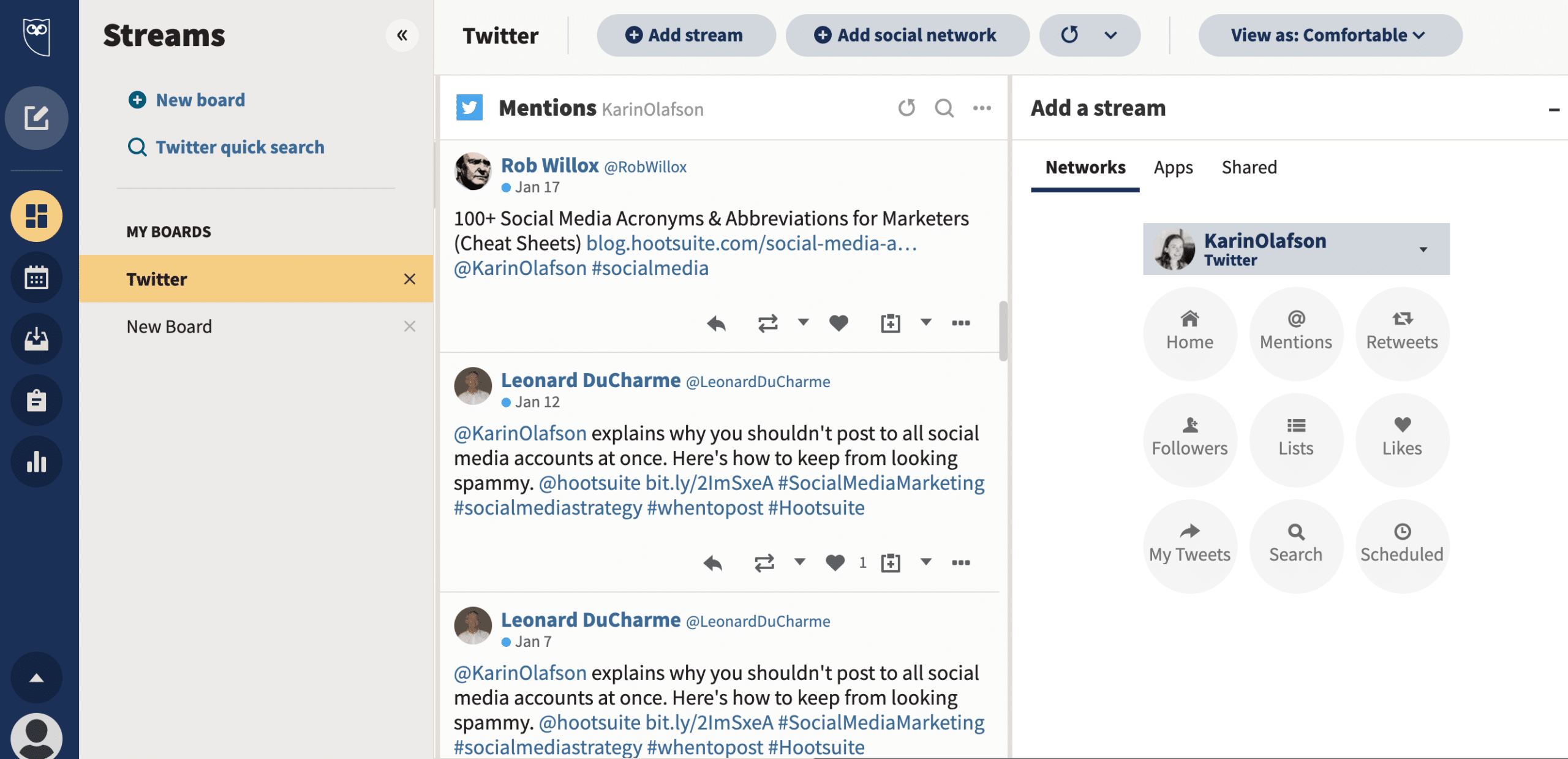 view all mentions in list form