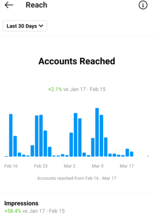 Instagram Insights, "Accounts Reached" view