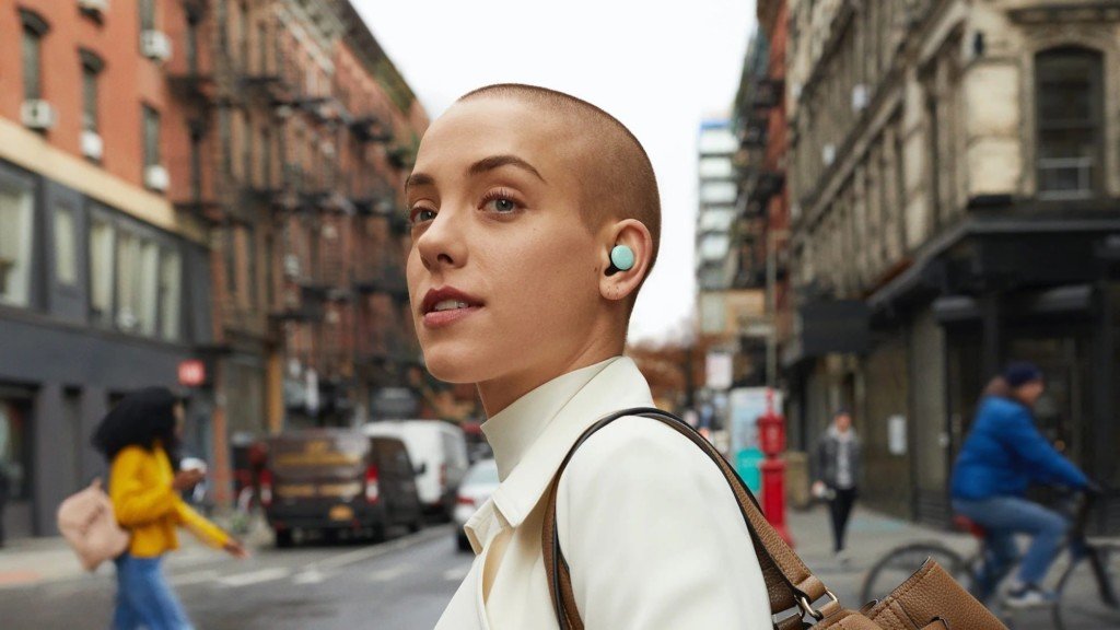 Google Pixel Buds in use