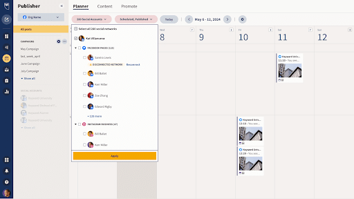 screenshot showing updates to Hootsuite planner
