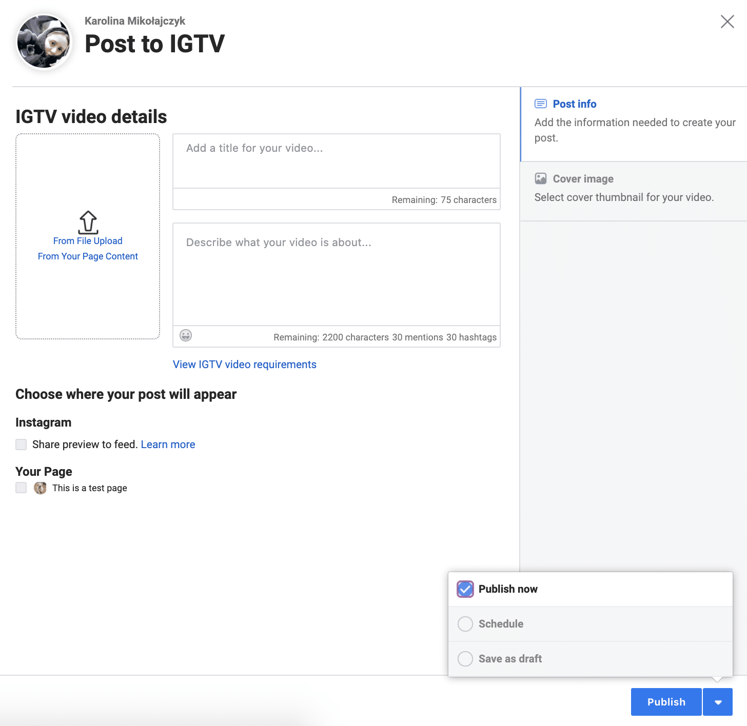 post to IGTV