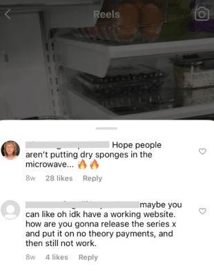 Instagram Reel comment section