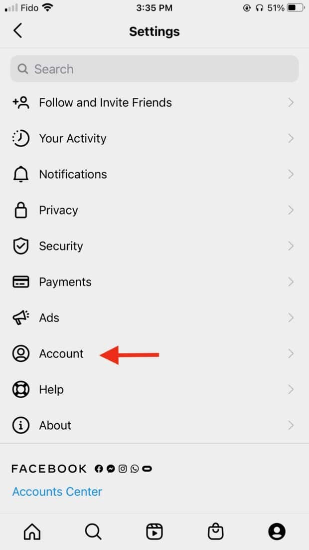 account settings