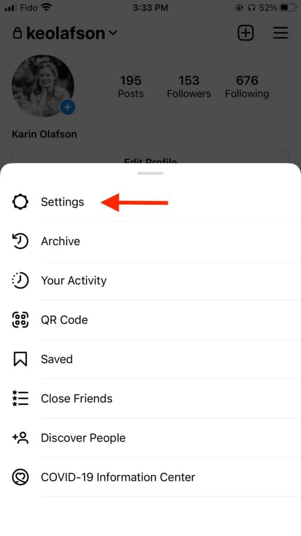 Instagram profile settings
