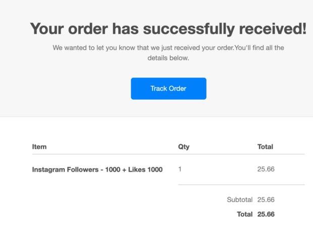 receipt to buy instagram followers