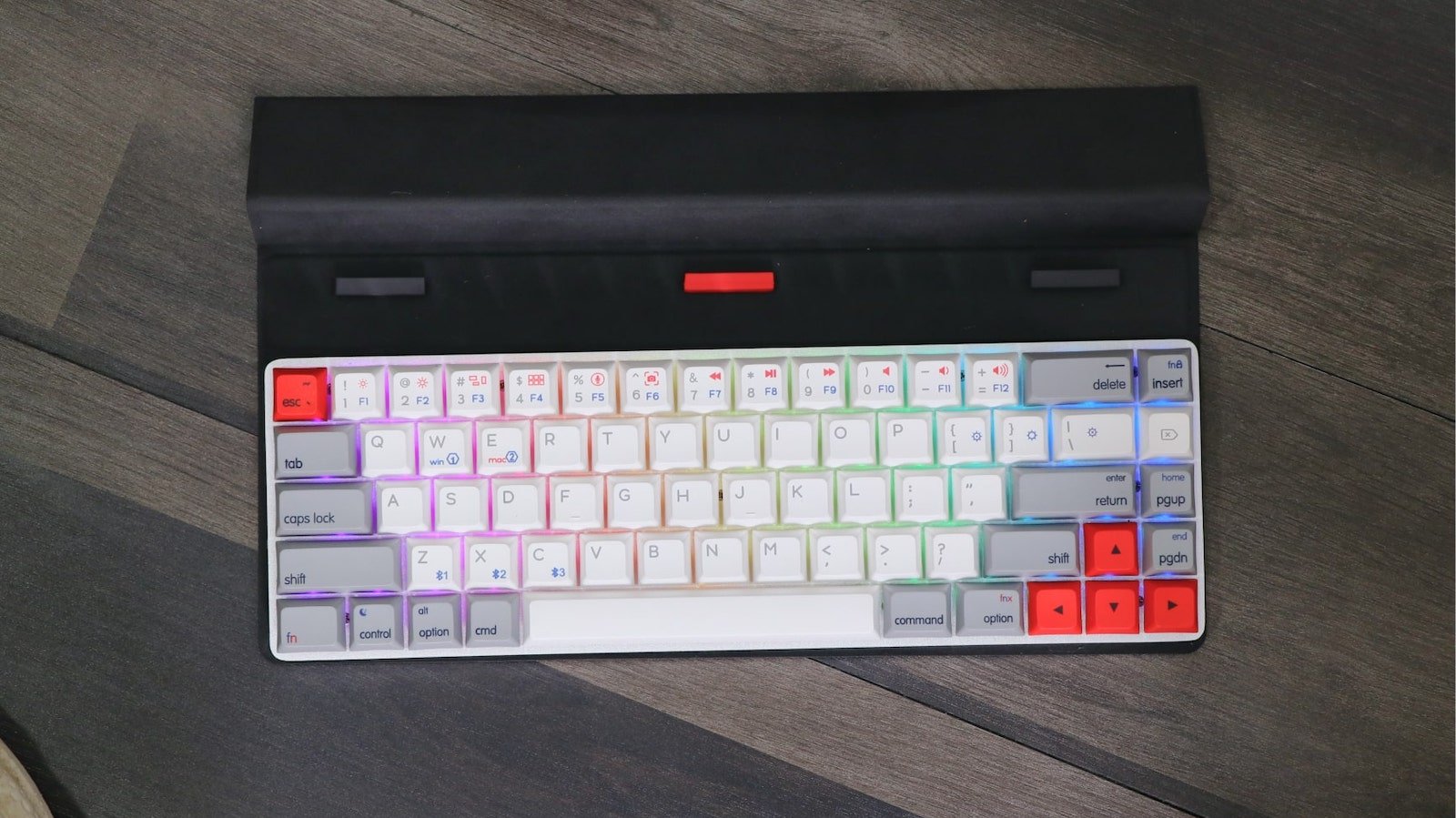 This adjustable wireless keyboard has mechanical switches and an ergonomic design