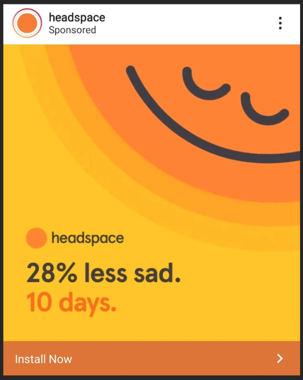 Headspace ad 28% less sad