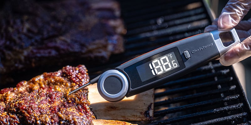This bbq thermometer is super accurate and gives you a fast readout in 1-3 seconds