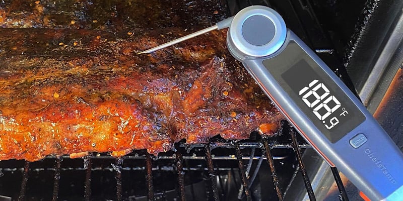 This bbq thermometer is super accurate and gives you a fast readout in 1-3 seconds