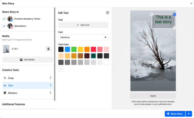 create and schedule new story