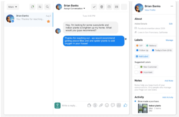 Facebook Business Suite inbox
