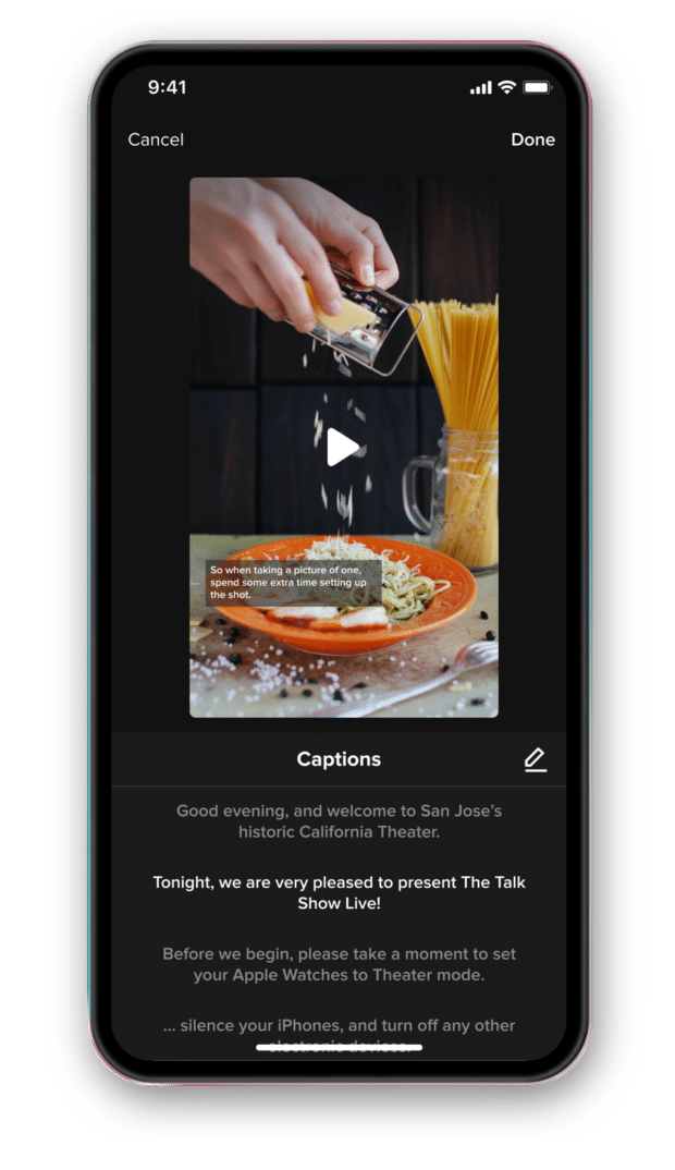 example of video with auto captions on TikTok