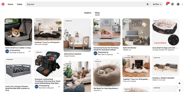 Pinterest Shop tab