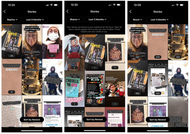 Instagram top 20 posts with and without link stickers