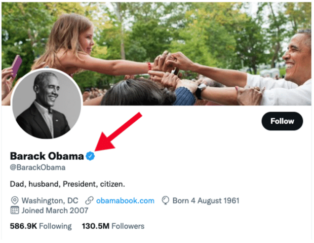 Barack Obama verified account