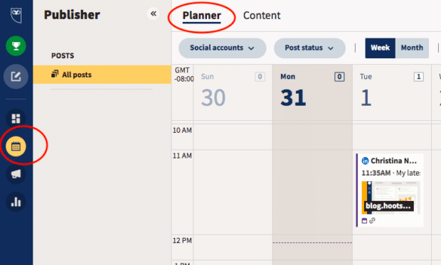 Hootsuite planner