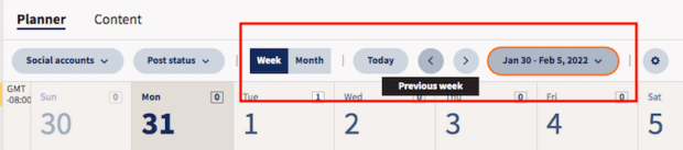Hootsuite planner - date setting