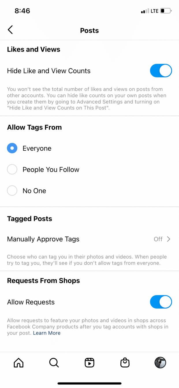 Option to turn on Hide Like and View Counts under Posts