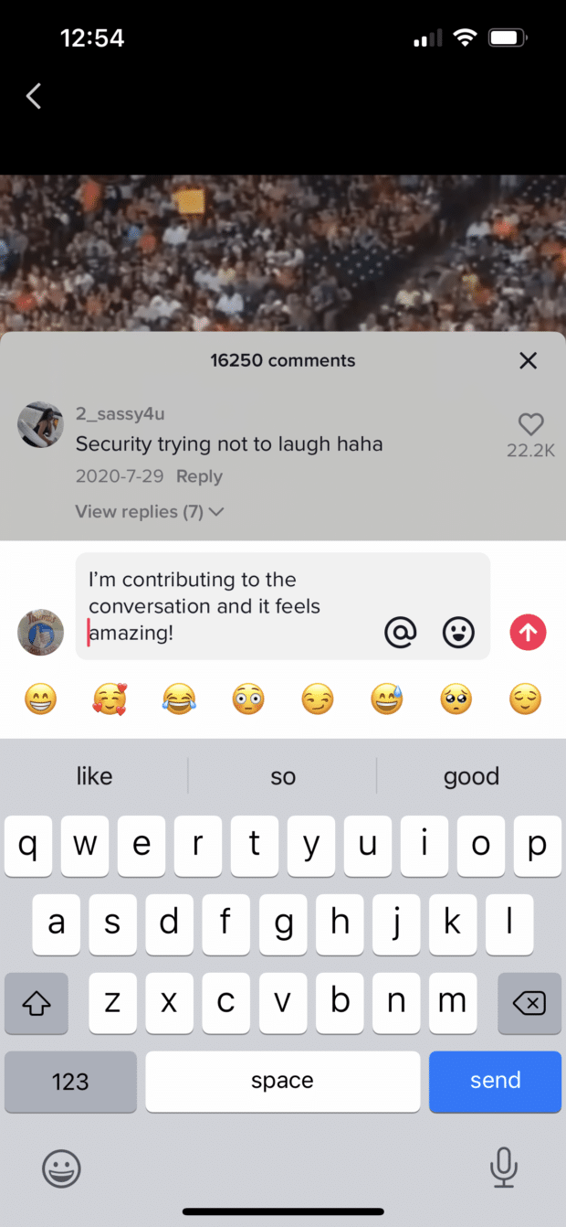 add comment and emojis on TikTok video