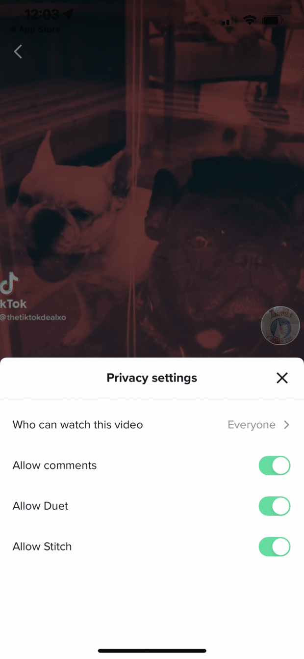 turn off comments on individual TikToks