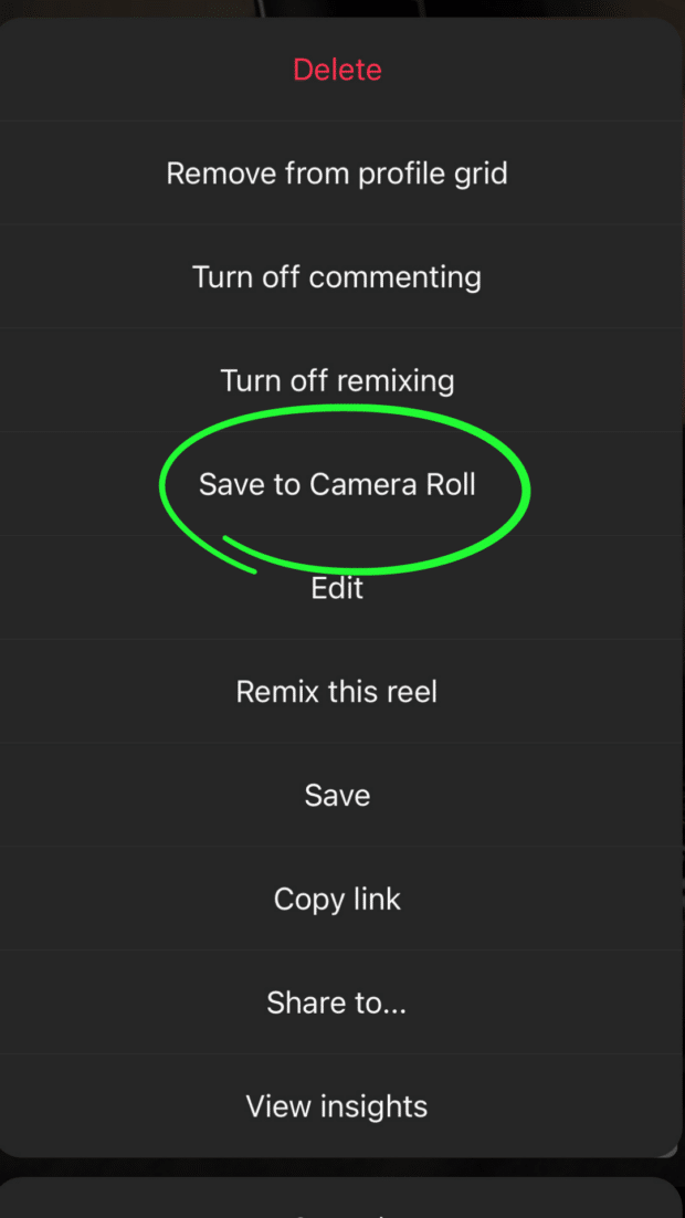 Downloading your own Instagram Reel