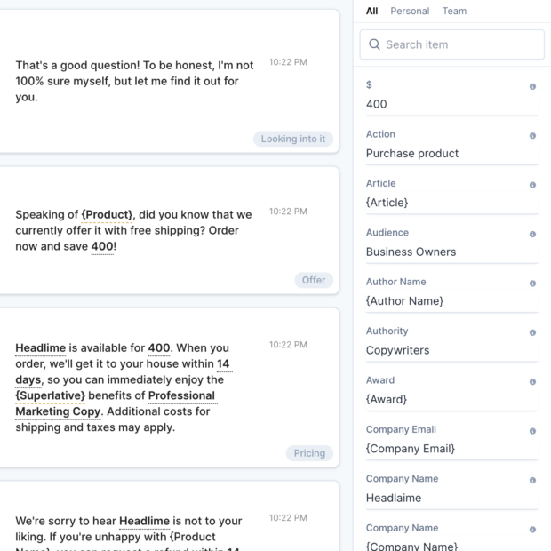 Headlime AI content creation dashboard