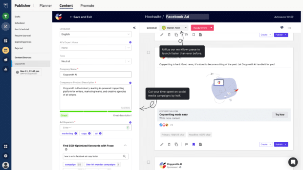 Copysmith integration with Hootsuite