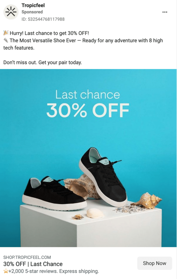 Tropicfeel 30 percent off shoes