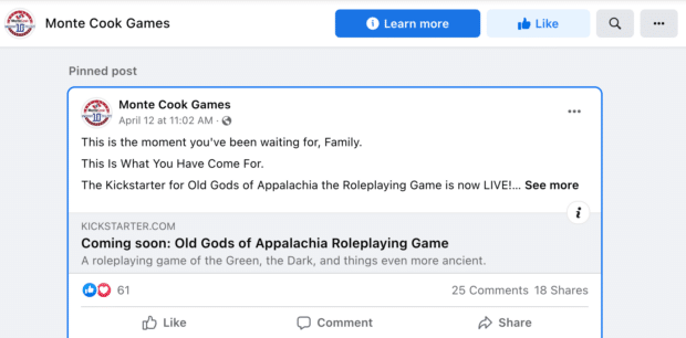 Monte Cook Games pinned post roleplaying game