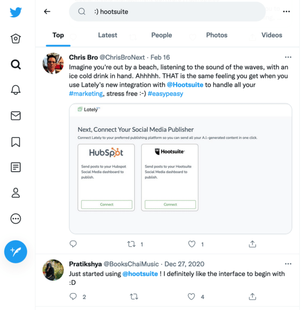 Hootsuite positive social media sentiment