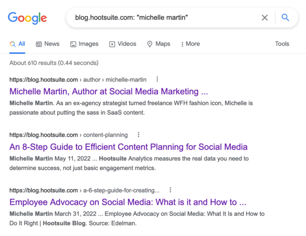 blog.hootsuite.com "michelle martin" Google search shortcut