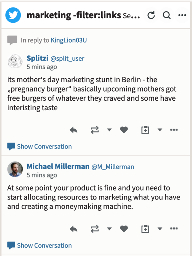 marketing filter conversation links
