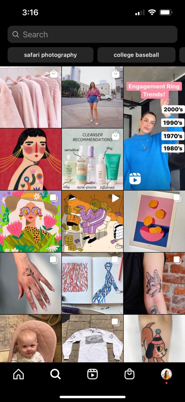 Instagram Explore feed