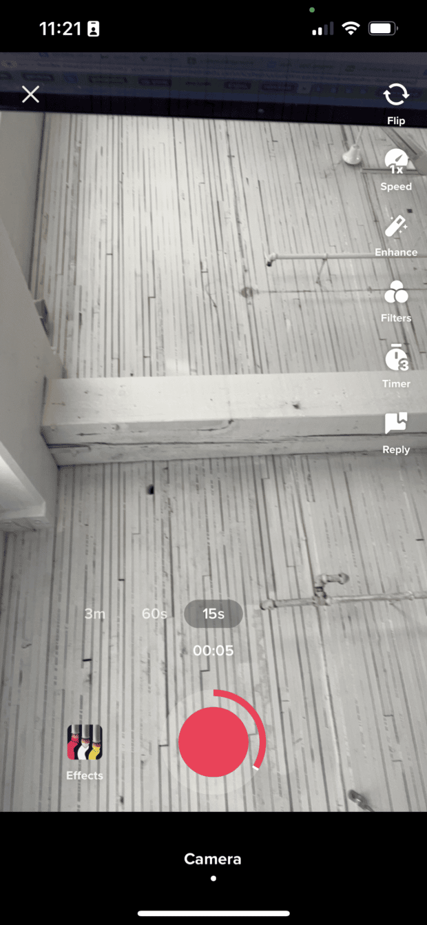 Filming options while creating a stitch