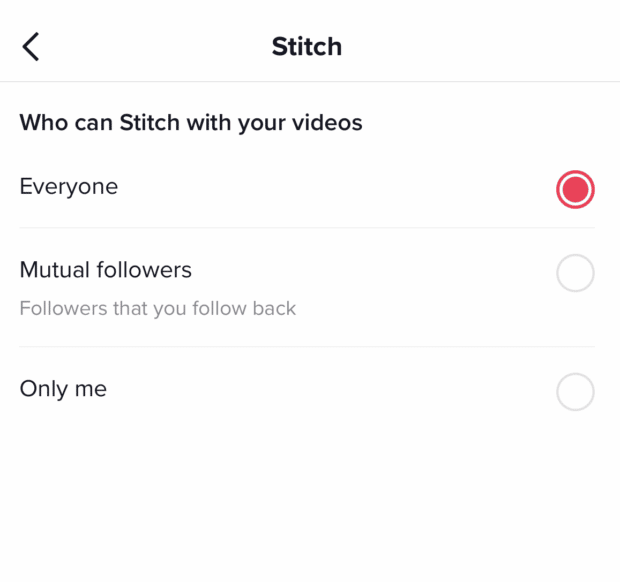 privacy settings on tiktok stitches