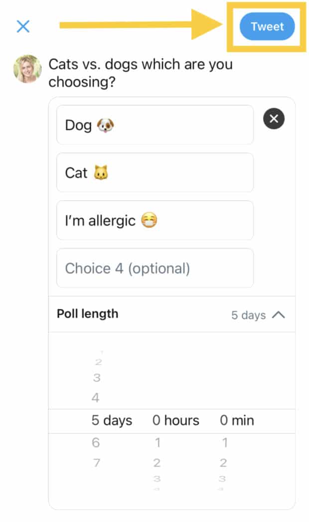 post poll by clicking on tweet button