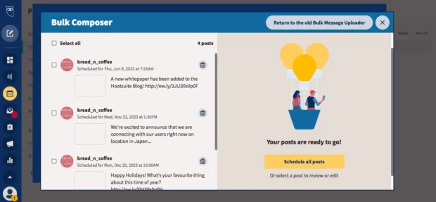 Hootsuite's Bulk Composer feature