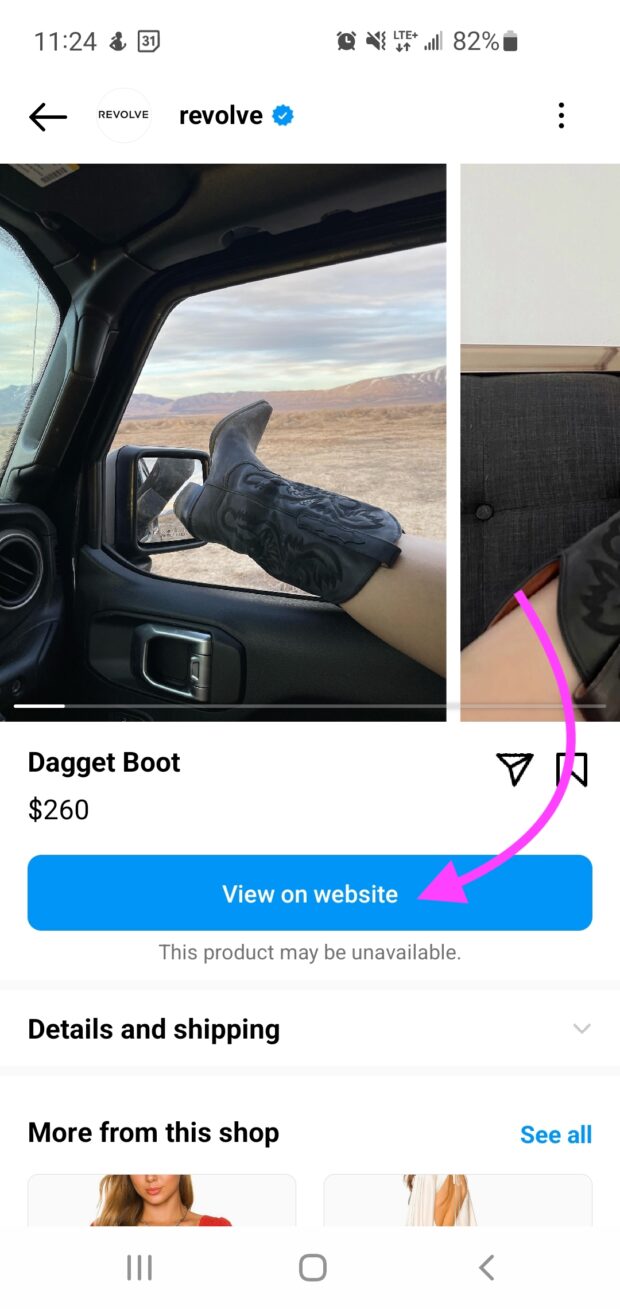 Revolve Dagget boot view on website
